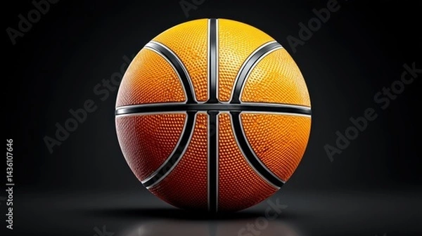 Fototapeta Vibrant Basketball with Textured Surface on Dark Background