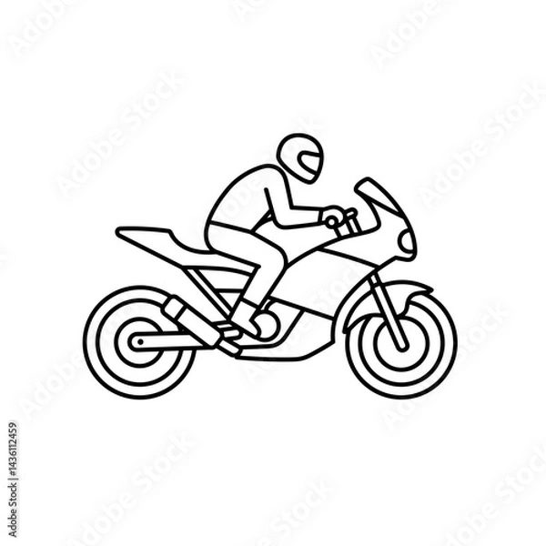 Obraz Motorcyclist outline icon silhouette in black