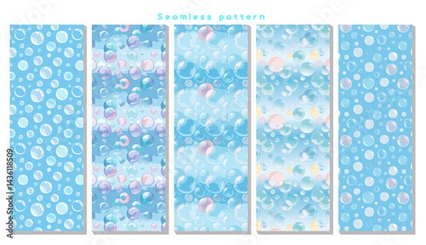 Obraz シームレスパターン_青空に浮ぶシャボン玉