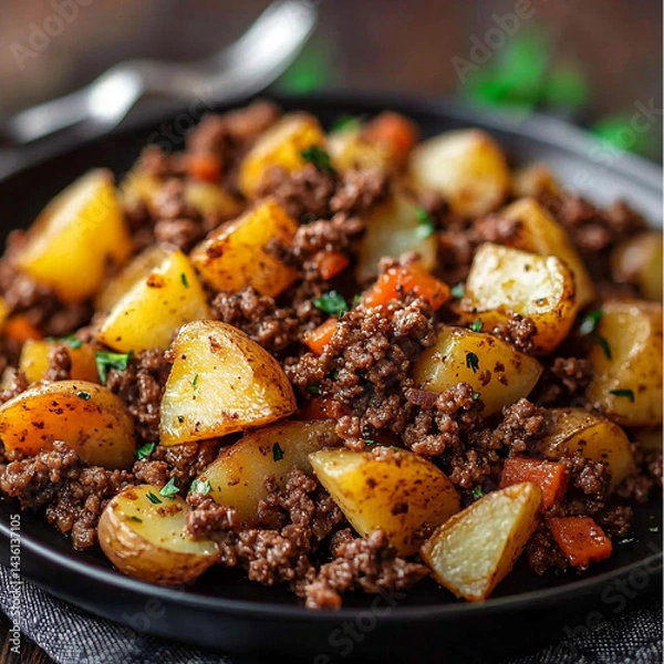 Obraz Savory Ground Beef and Potatoes
