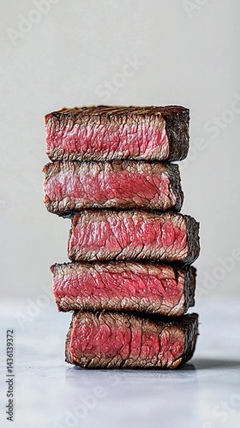 Obraz Stacked steak pieces 4 up