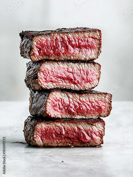 Obraz Stacked steak pieces 4 up