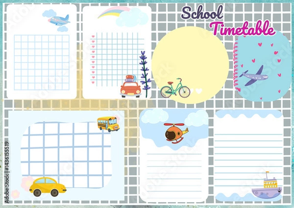 Obraz Scrapbook design elements, schedule template design.