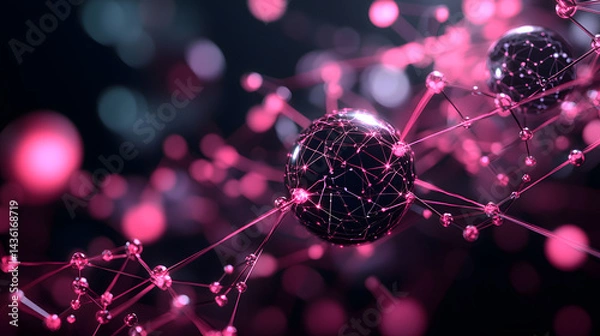 Fototapeta Dynamic neural network wallpaper design modern technology environment abstract visualization ai integration