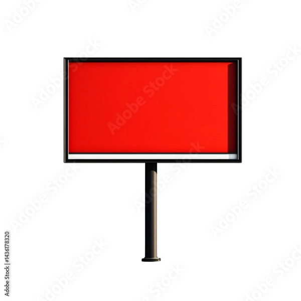 Fototapeta Vibrant crimson signboard poised for information, a message board on a single pole