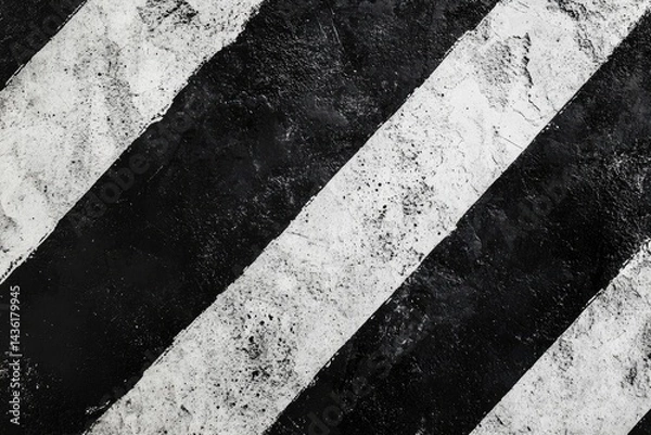 Fototapeta Diagonal black and white painted lines on a textured surface