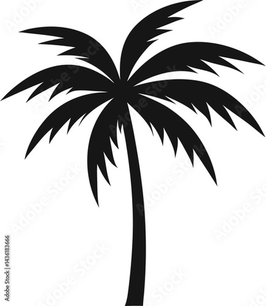 Fototapeta black vector single palm tree icon silhouette