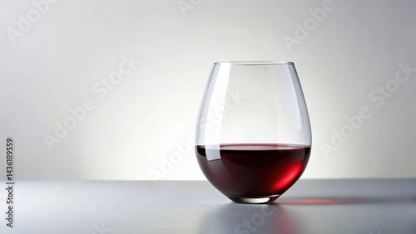 Fototapeta Red Wine in Stemless Glass on White Background