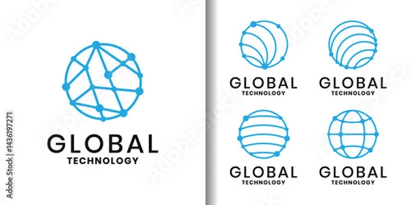 Obraz Global technology logo set with abstract globe network design