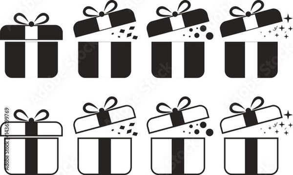 Fototapeta Gift Box Icons One Red, One White with Free Special Gift Text Vector Illustration