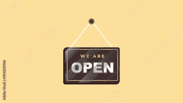Obraz Vector Graphics Wooden OPEN Board. Shop Opened Sign