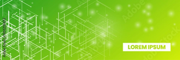 Obraz Bright digital network on a vibrant gradient background. tech lines