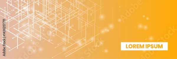 Obraz Bright digital network on a vibrant gradient background. tech lines