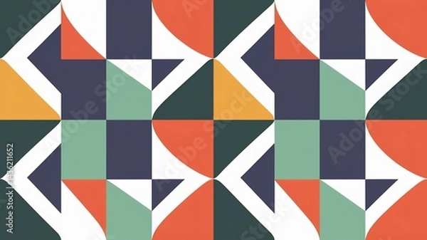 Obraz Geometric Harmony: A vibrant display of geometric shapes and colorful blocks creates a visually dynamic and balanced composition,perfect for design concepts.