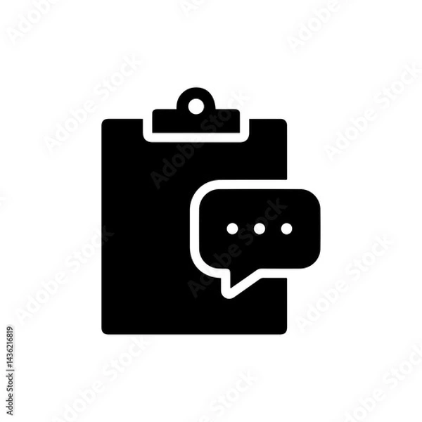 Fototapeta Black Icon of a Clipboard with a Speech Bubble