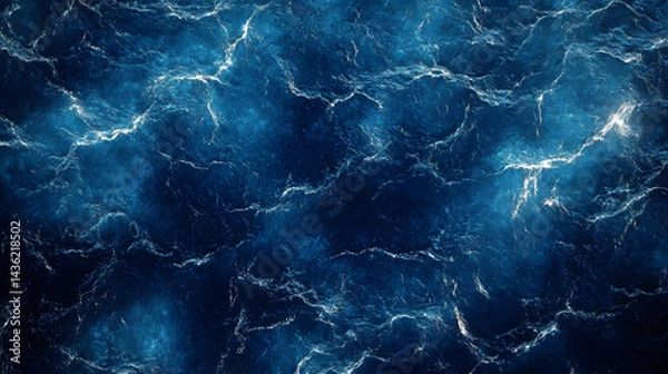 Fototapeta vertical dark blue water surface with ripples background top view