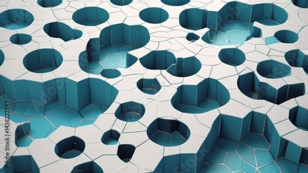 Obraz A vibrant and colorful abstract Voronoi diagram pattern, generate AI