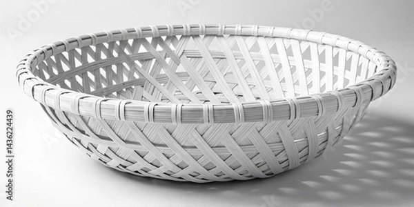 Fototapeta White Bamboo Basket Woven Texture, 3D Render, Minimalist Concept, Basket Weave, Home Decor Basket, 3D Render