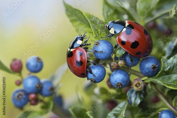 Obraz 2 ladybugs on a branch