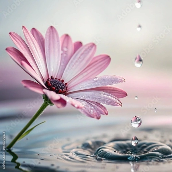 Obraz pink daisy with water drops