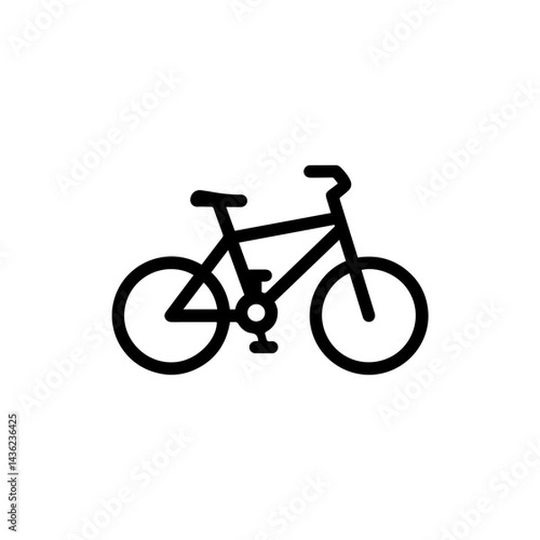 Obraz Black Icon of a Parked Bicycle with a Side View and Thin Frame