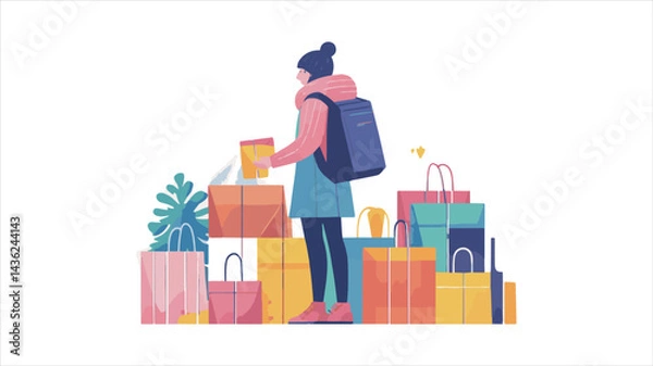 Obraz shopping bags and woman