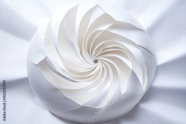 Fototapeta Minimalist spiral white paper sculpture on a simple background