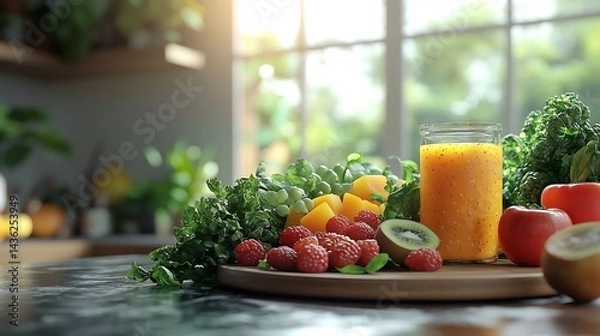 Obraz Healthy Morning with Vibrant Fermented Nutritious Layout