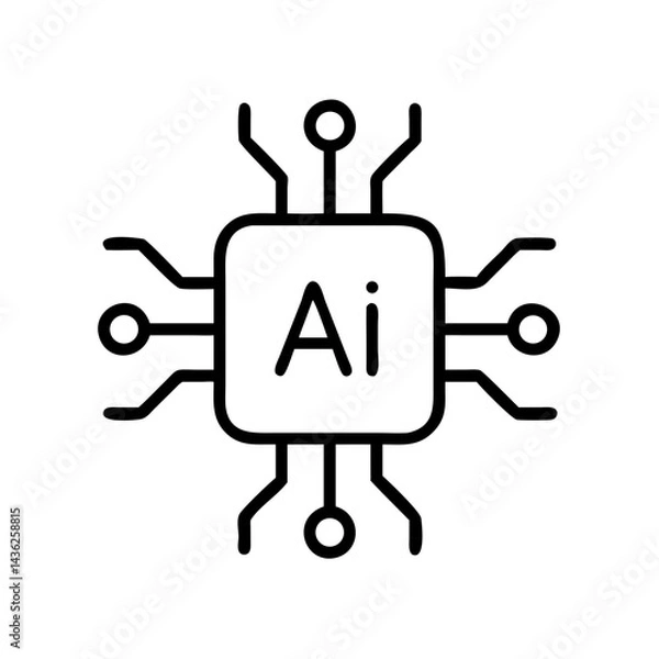 Fototapeta AI Microchip and Artificial Intelligence Processor Icon