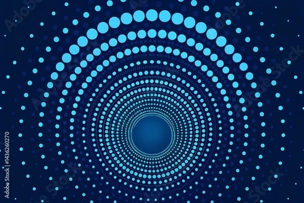 Fototapeta Abstract Blue Dot Tunnel Digital Art Background