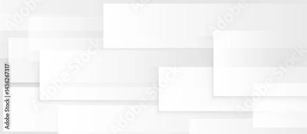 Fototapeta Minimal White Abstract Background with Overlapping Rectangles
