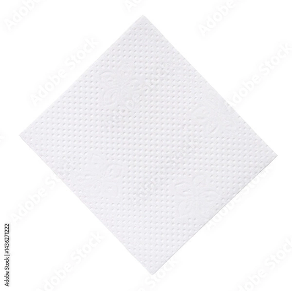 Fototapeta Top view of folded white tissue paper or napkin paper isolated in png file format