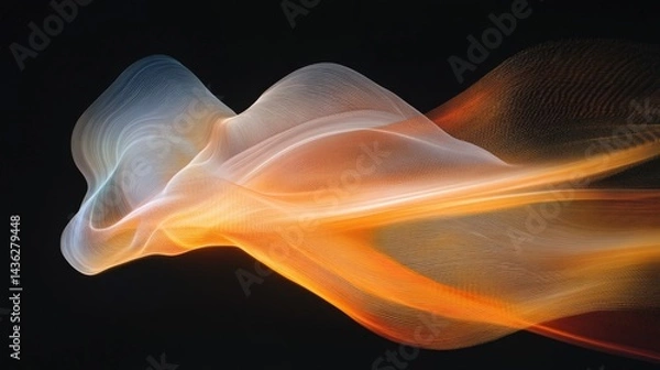 Fototapeta Abstract Orange Glowing Wave on Dark Background