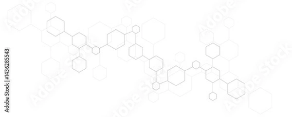Fototapeta Abstract light gray geometric hexagon pattern. Creative medical science and technology background design.