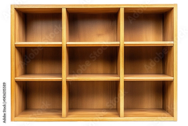 Obraz Staggered Compartment Maple Bookshelf on transparent background