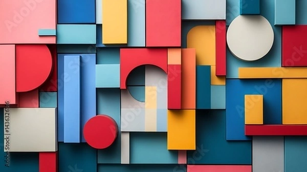 Fototapeta Abstract Colorful Geometric Shapes Composition