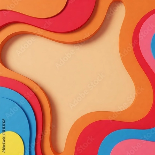 Fototapeta Abstract Colorful Paper Background with Curved Lines