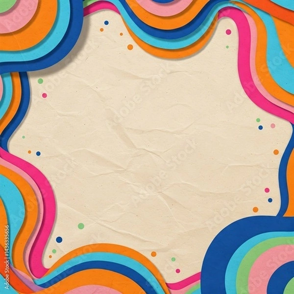 Fototapeta Colorful Paper Background with Curved Lines Graphic Design copy space