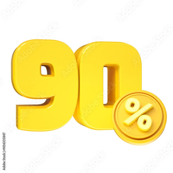 Obraz 3d-render-90-percentage-font-yellow