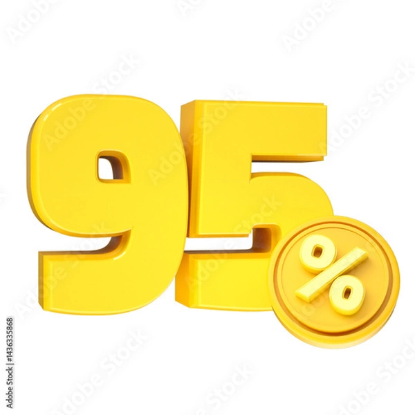 Obraz 3d-render-95-percentage-font-yellow
