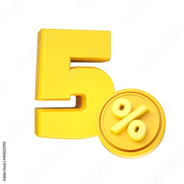 Obraz 3d-render-5-percentage-font-yellow
