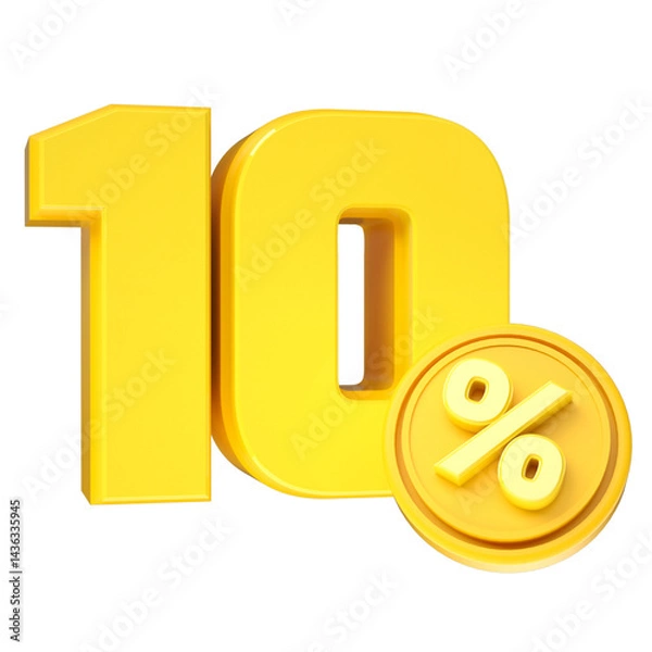 Obraz 3d-render-10-percentage-font-yellow