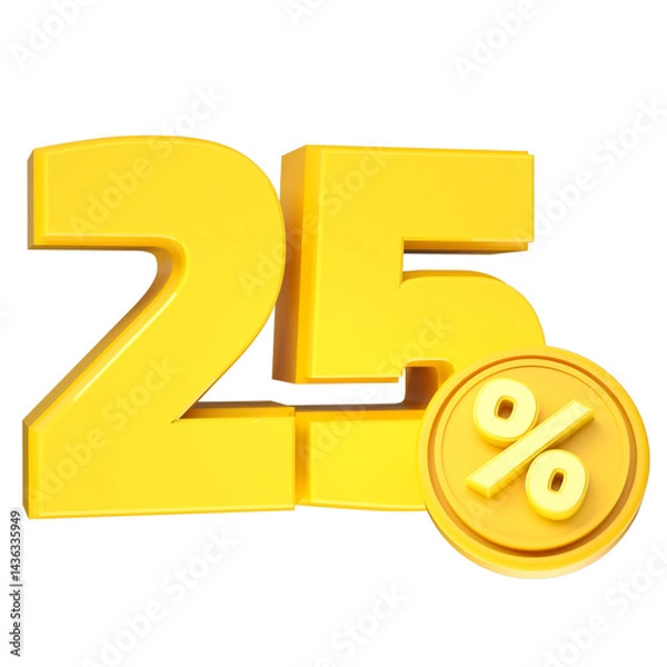 Obraz 3d-render-25-percentage-font-yellow