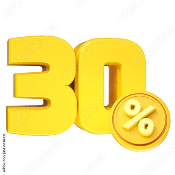 Obraz 3d-render-30-percentage-font-yellow