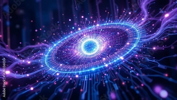 Obraz Futuristic Digital Network Sphere – Abstract AI Technology Visualization