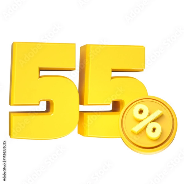 Obraz 3d-render-55-percentage-font-yellow