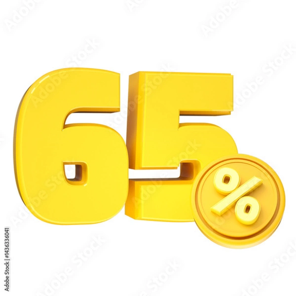 Obraz 3d-render-65-percentage-font-yellow