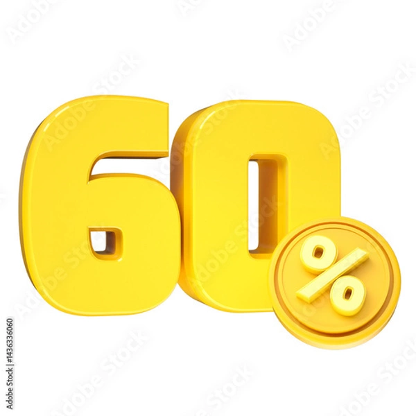 Obraz 3d-render-60-percentage-font-yellow
