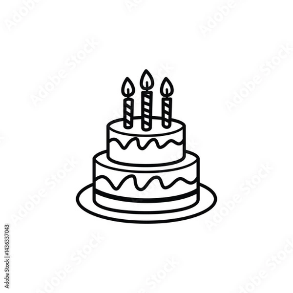 Obraz Festive Birthday Cake with Candles Illustration