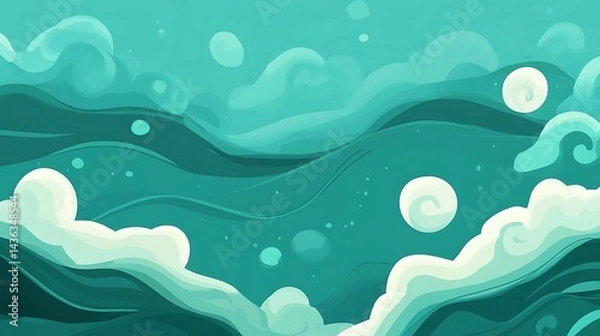 Obraz Abstract teal waves with white foam texture design